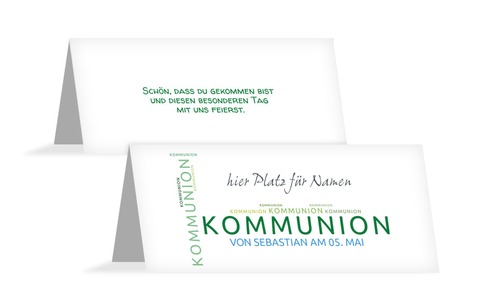 Tischkarte Kommunion Script