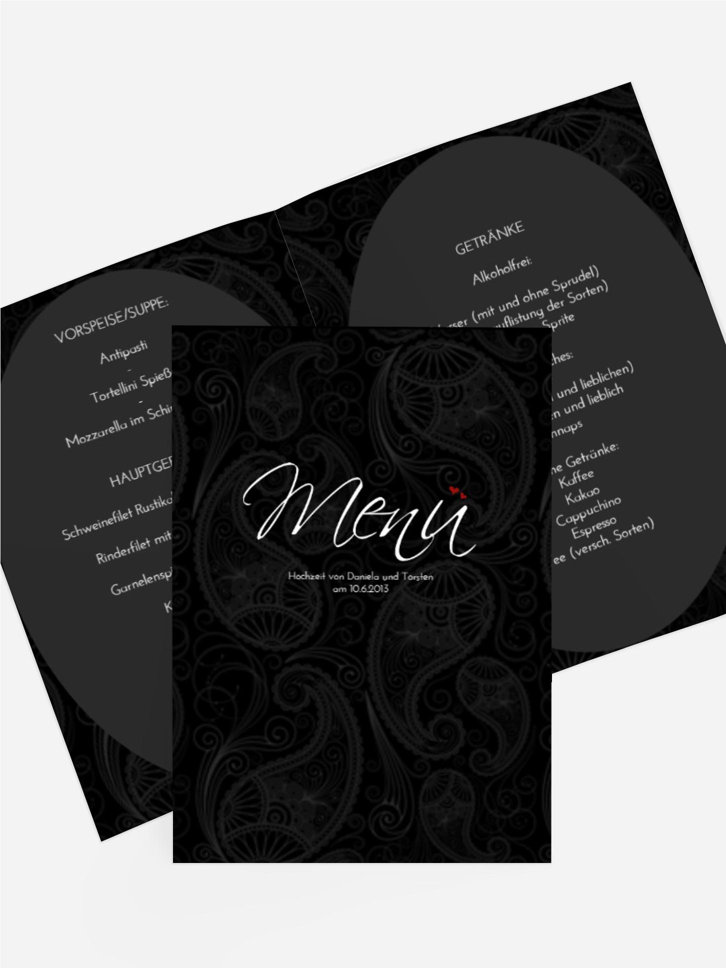 Menükarte Traumhochzeit