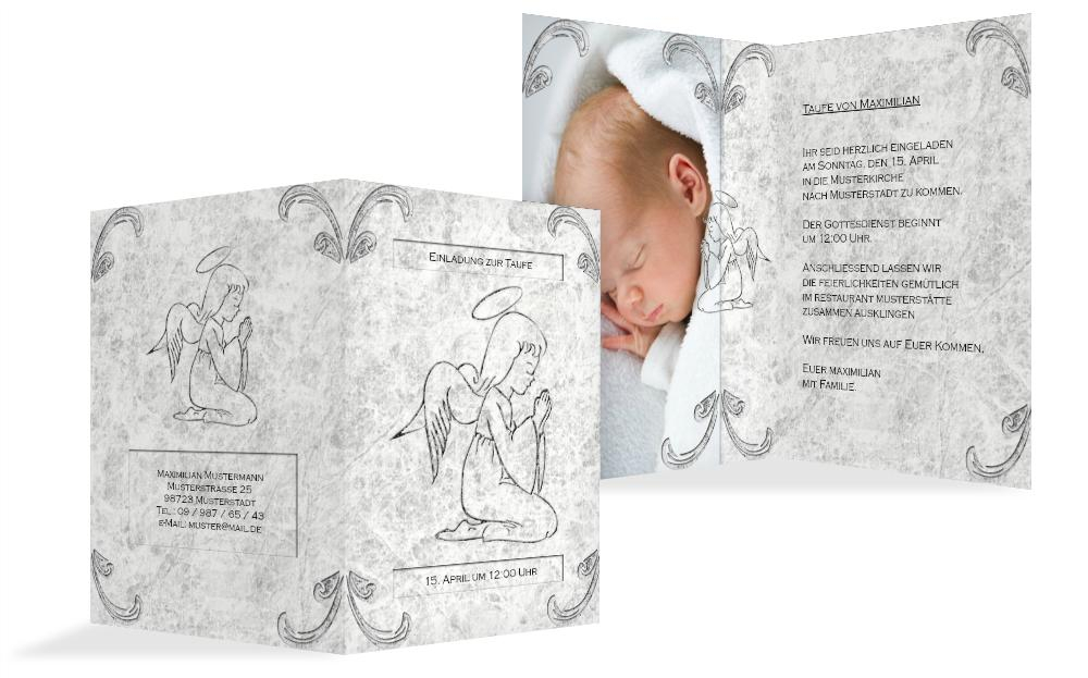 Einladung zur Taufe Relief-Engelchen Einladung zur Taufe Relief-Engelchen