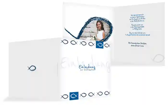 Einladungskarte Konfirmation Fische