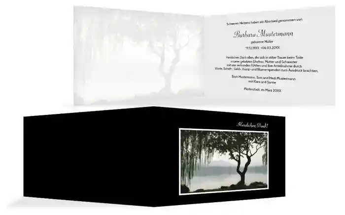 Dankeskarte Baum am See quer