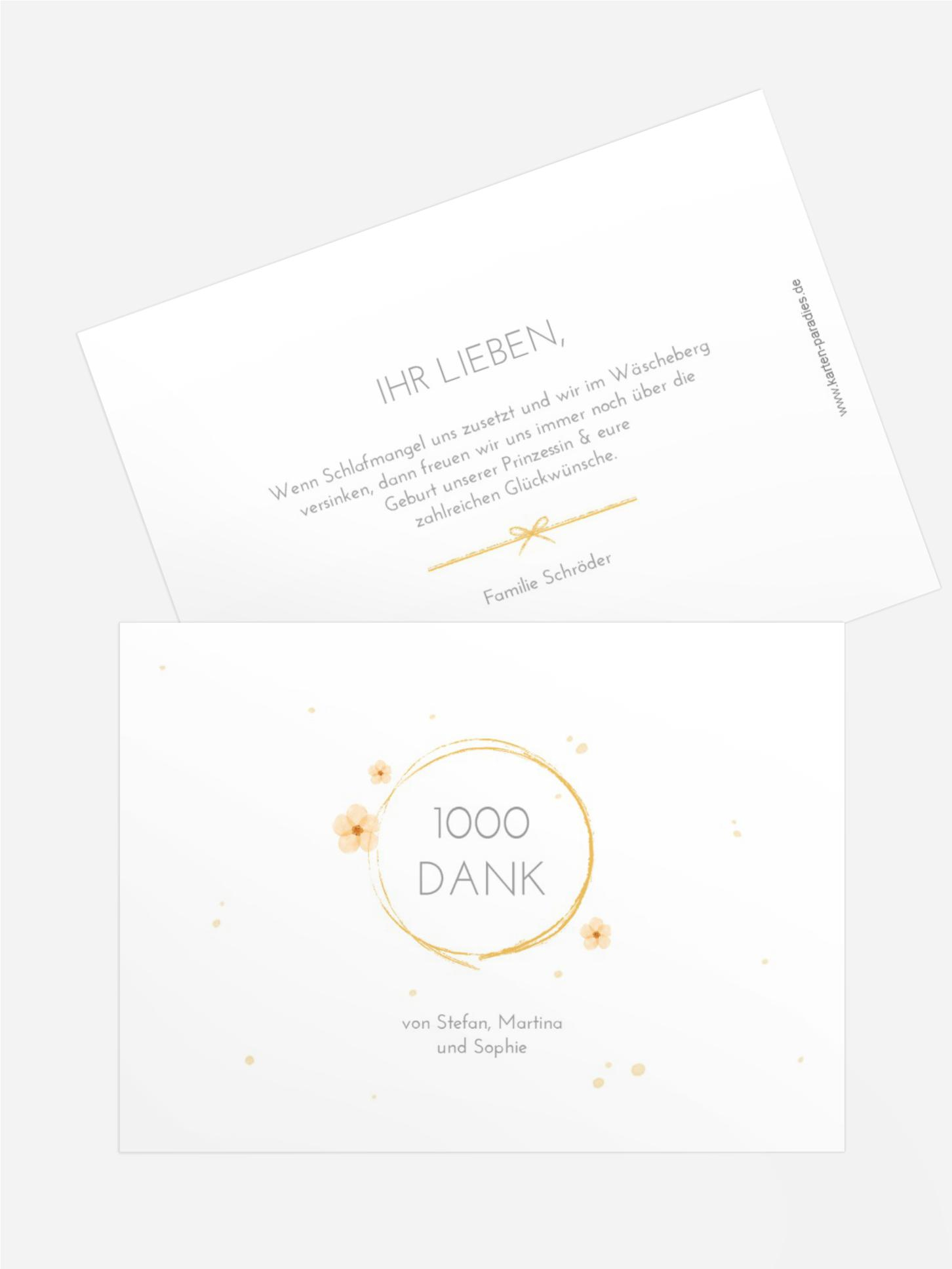 Baby Dankeskarte Blumenaufhängung