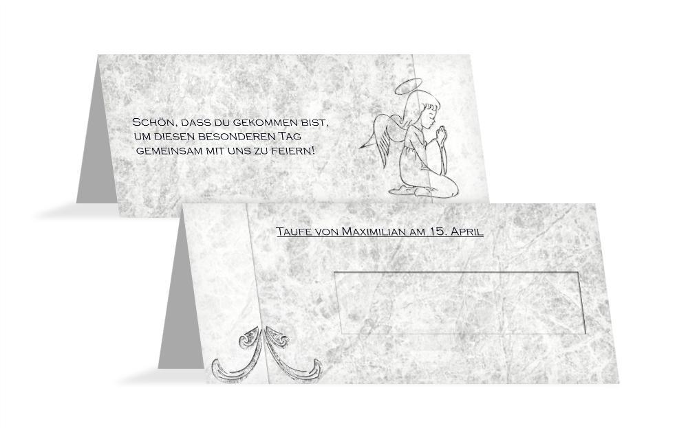 Tischkarte Taufe Relief-Engelchen Tischkarte Taufe Relief-Engelchen