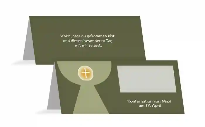 Konfirmation Tischkarte Kelch mit Hostie