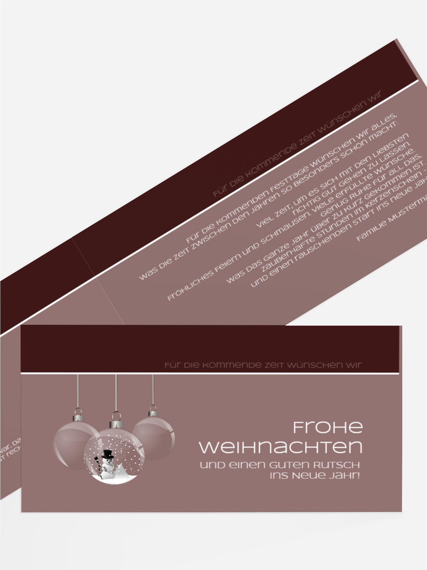 Weihnachtsgrußkarte Privat Schneekugel