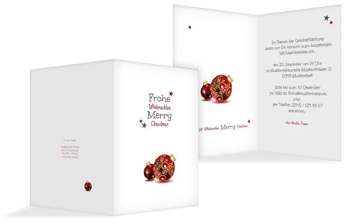 Weihnachts Einladungskarte geschäftlich Weihnachtskugeln Weihnachts Einladungskarte geschäftlich Weihnachtskugeln