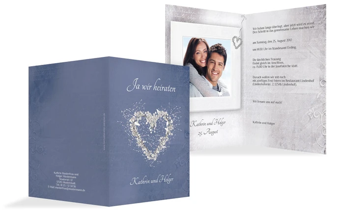 Hochzeit Einladungskarte glamour heart