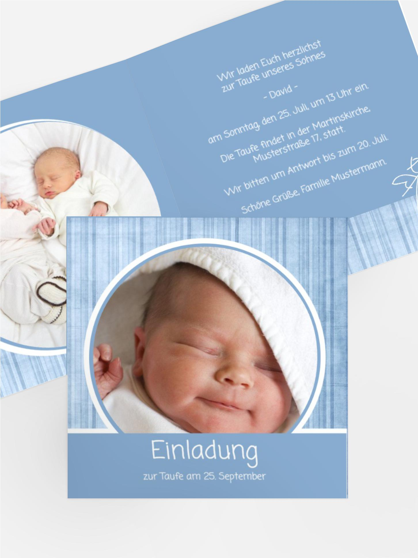 Einladungskarte Taufe Streifentapete
