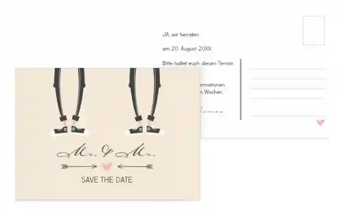 Save the Date Karte zur Hochzeit Pärchen - Männer Save the Date Karte zur Hochzeit Pärchen - Männer