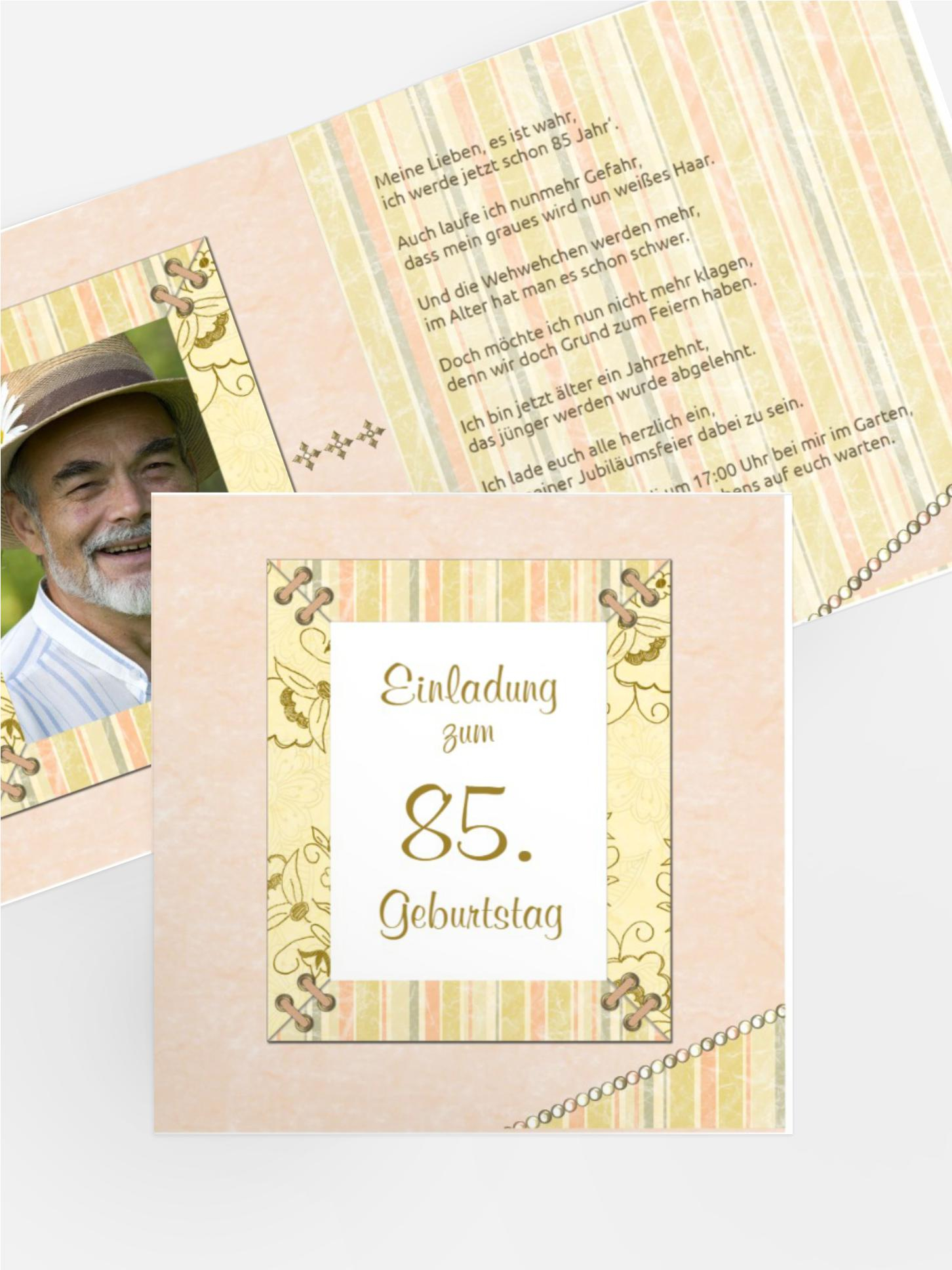 Geburtstagseinladungskarte Nostalgie 85 Foto Geburtstagseinladungskarte Nostalgie 85 Foto