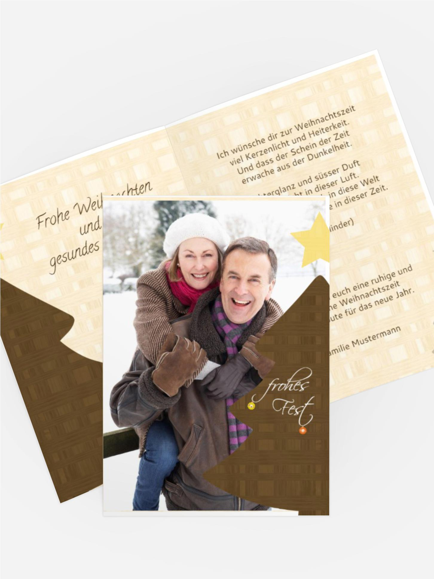 Grußkarte zu Weihnachten Privat Holzkaro