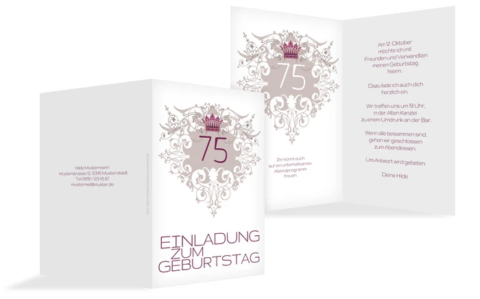 Einladung zum Geburtstag Krone 75