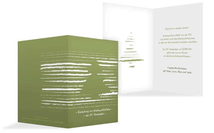 Weihnachts Einladungskarte privat Kreidentanne