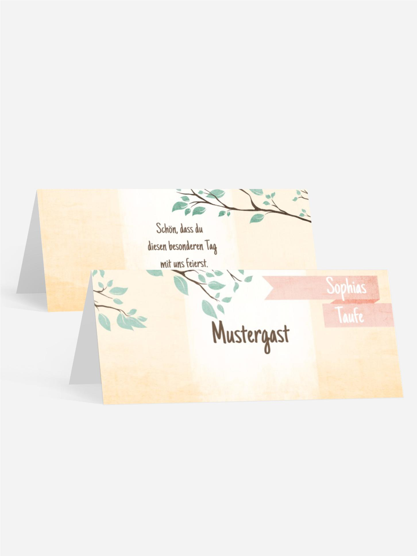 Tischkarte Taufe Vögelchen