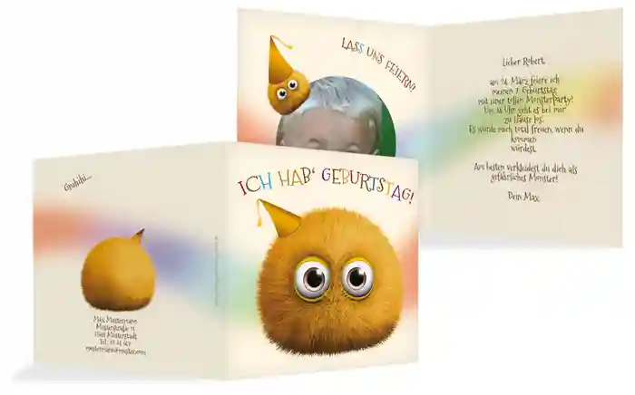 Geburtstagseinladung Flauschkugel Foto