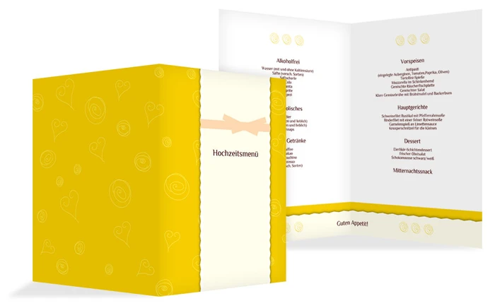 Menükarte Curly Hearts