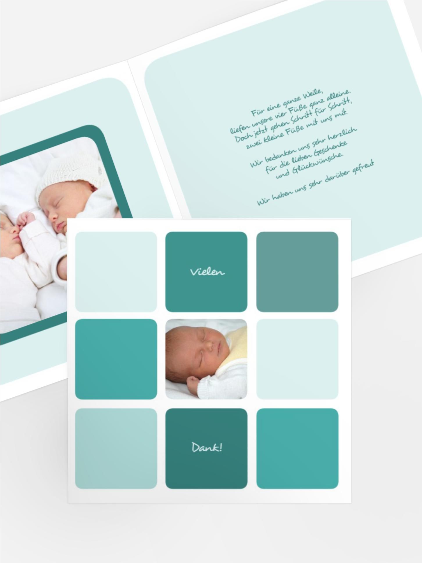 Baby Dankeskarte Kästchen