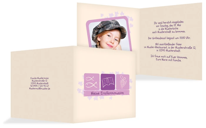 Einladungskarte Kommunion Blatt Einladungskarte Kommunion Blatt