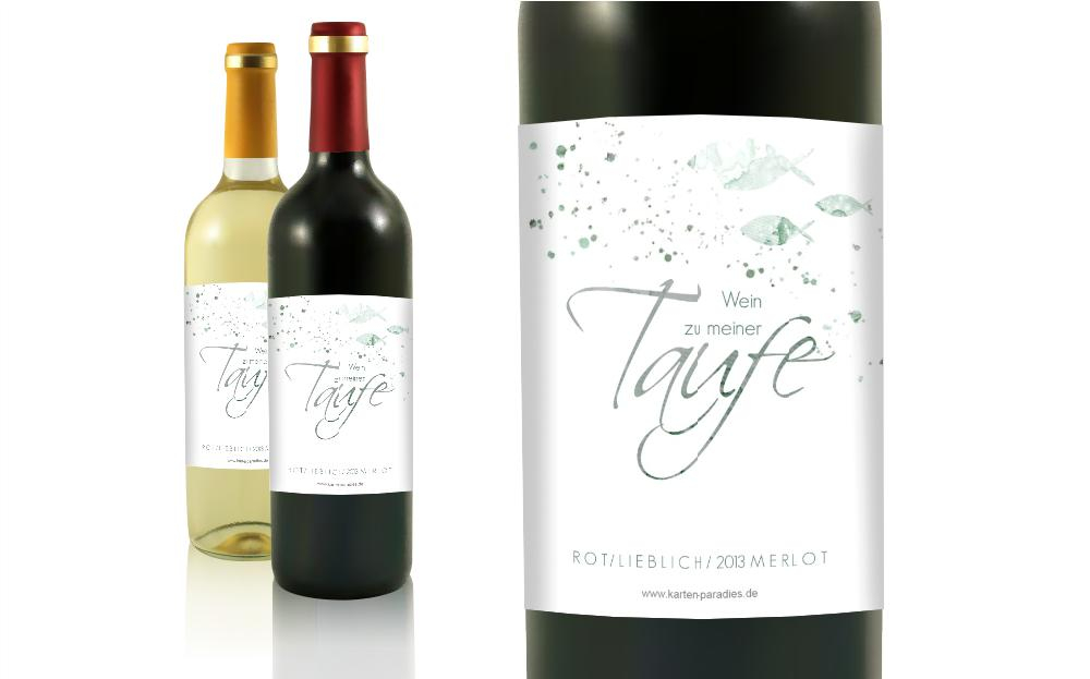 Flaschenetikett Taufe Wasserkranz