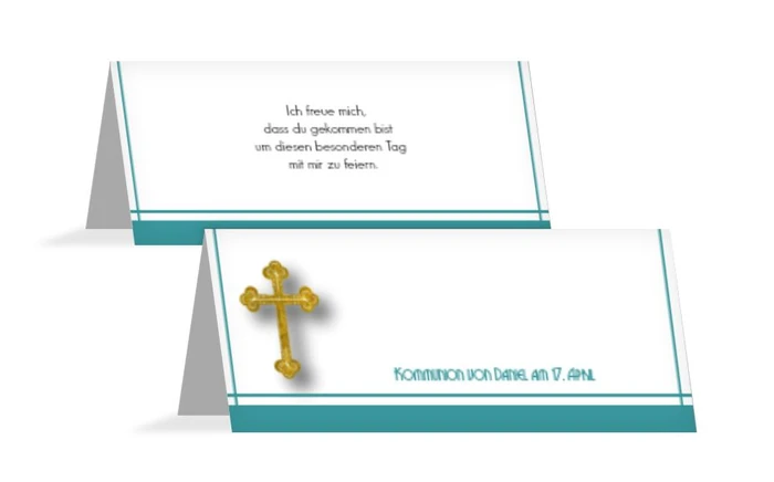 Tischkarte zur Kommunion Gebetbuch