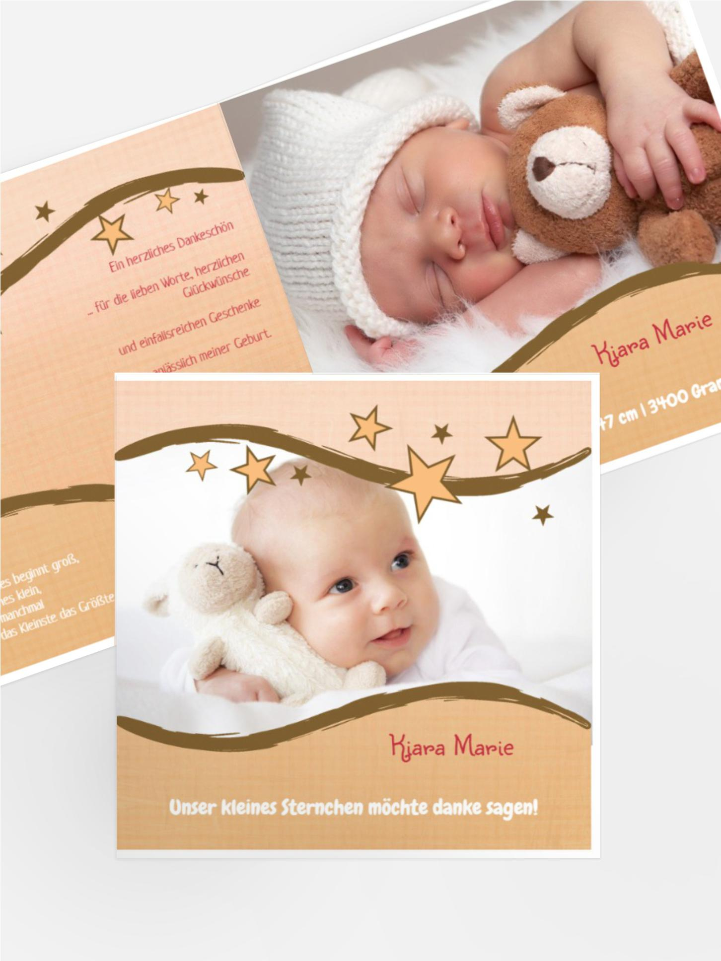 Dankeskarte Geburt Sternenwelle