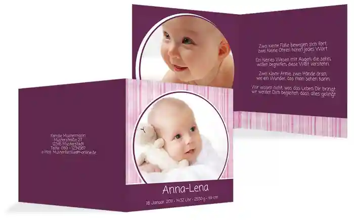 Baby Dankeskarte Streifentapete