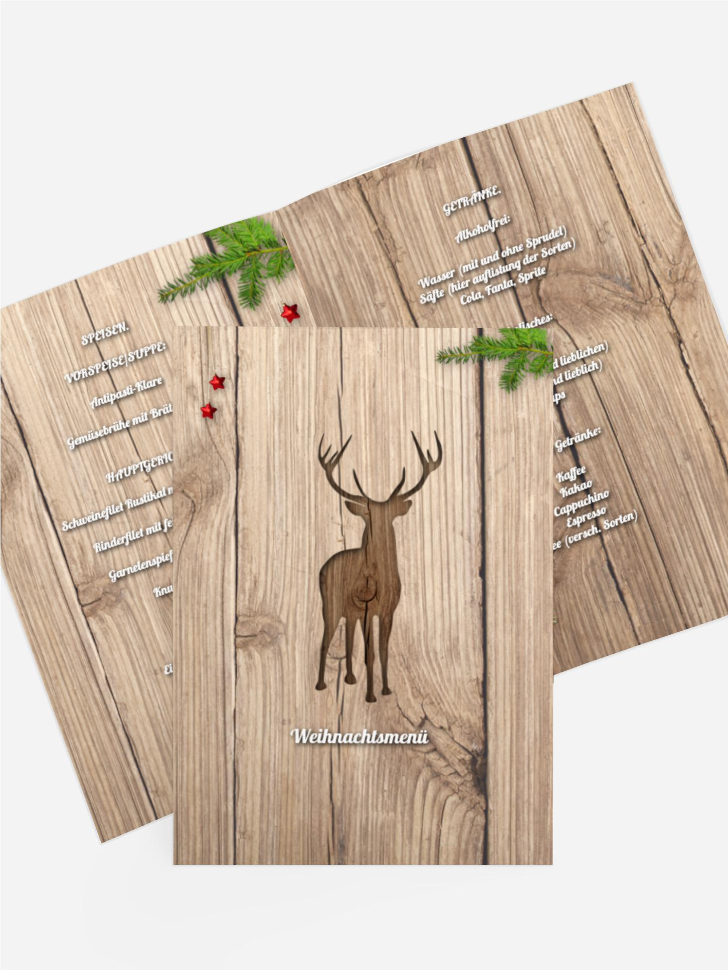 Weihnachts Menükarte Holztisch Weihnachts Menükarte Holztisch