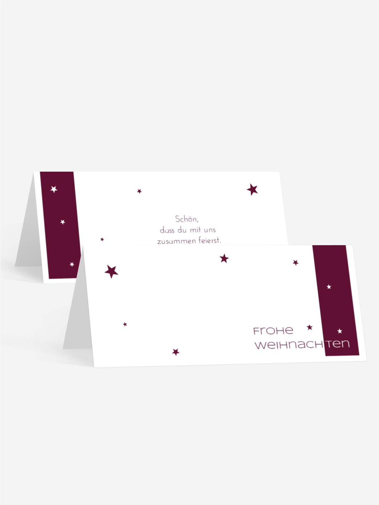 Tischkarte zur Weihnachtsfeier Classic Stars