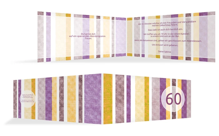 Geburtstagseinladung Gestreift 60