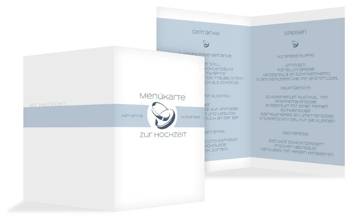 Menükarte Hochzeit Ringeband
