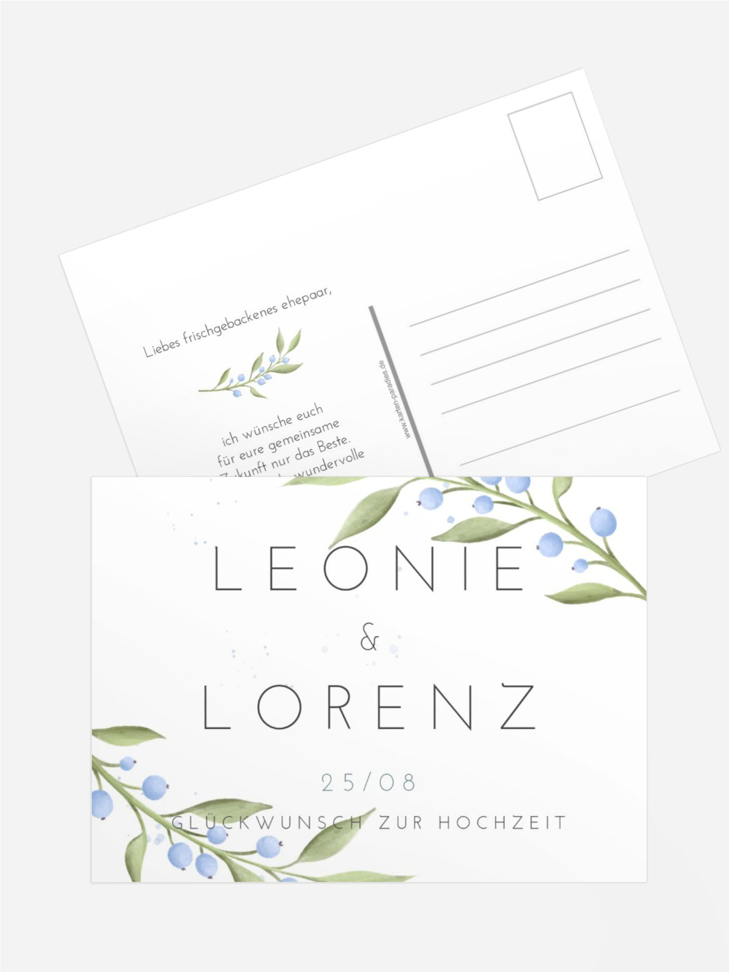 Glückwunschkarte zur Hochzeit Schlichte Beeren
