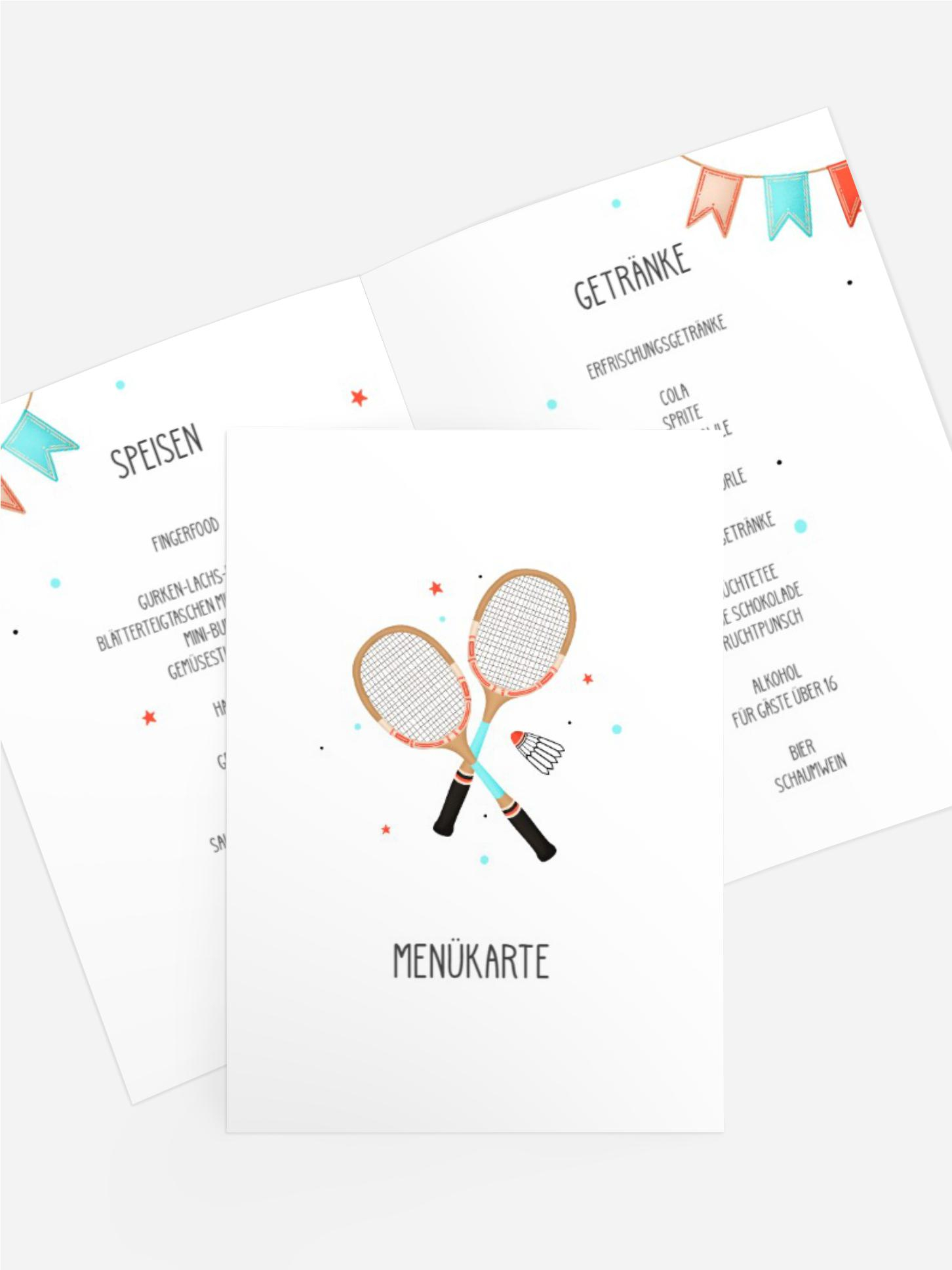 Menükarte Jugendliche Geburtstag Kuchen für den Sportler!