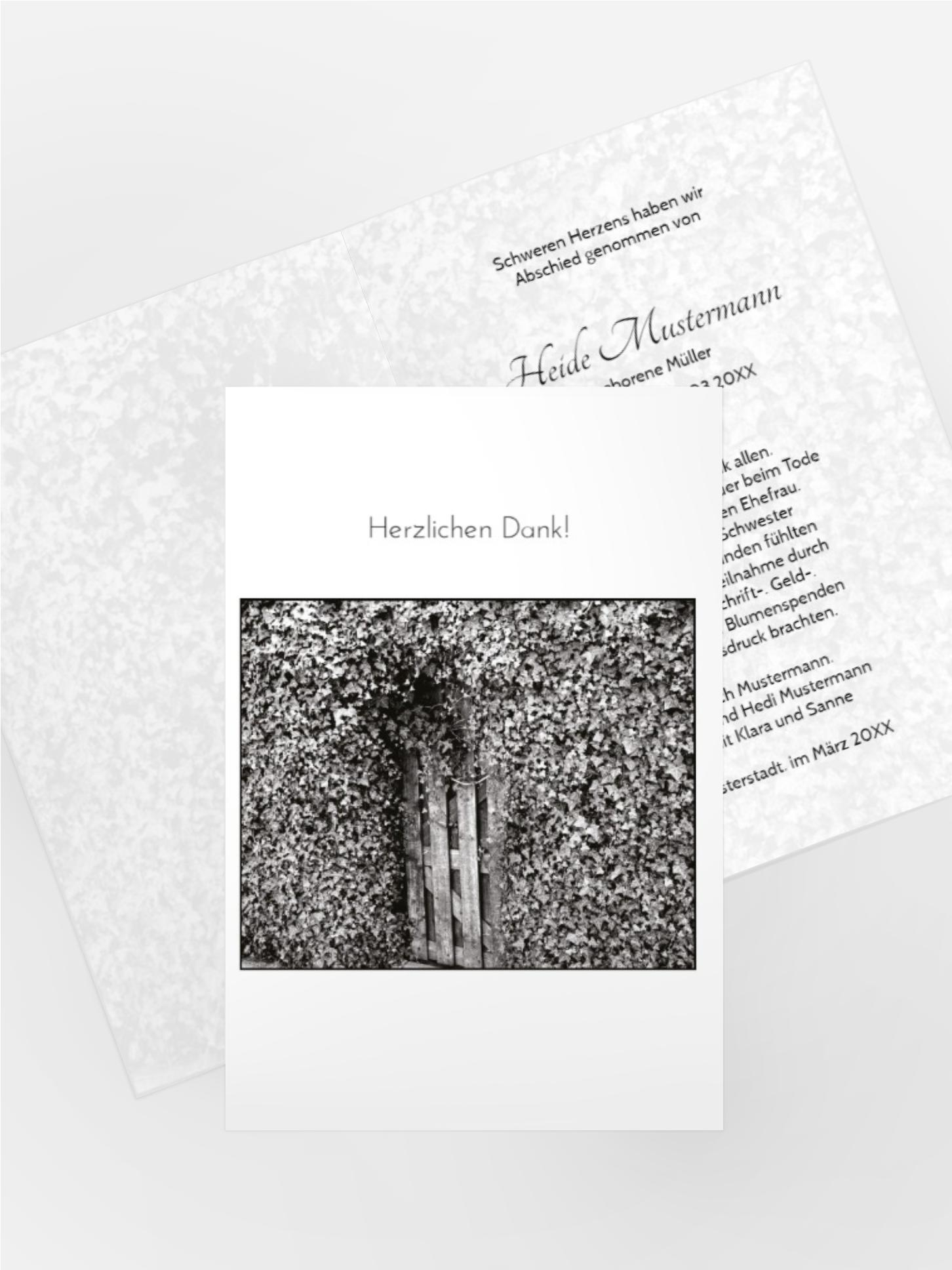 Dankeskarte Efeu hoch