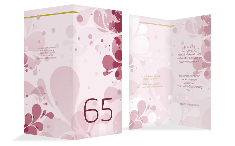 Geburtstagskarte Einladung Floral 65 Geburtstagskarte Einladung Floral 65