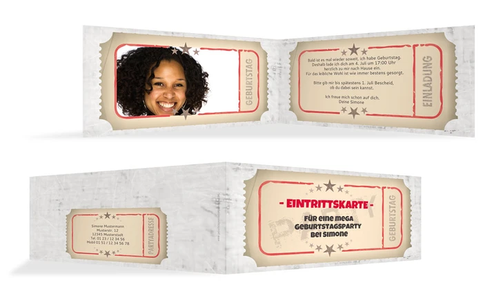 Einladung zum Geburtstag Eintrittskarte Foto