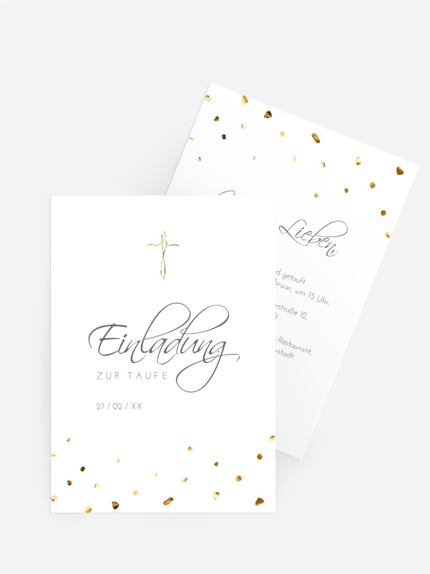 Einladungskarte Taufe goldener Regen