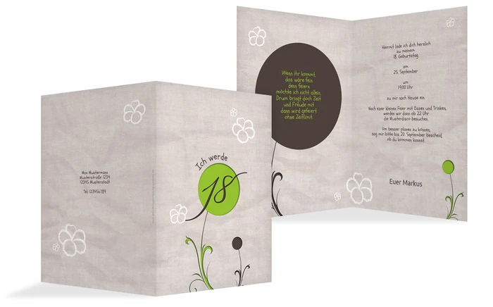 Geburtstagseinladungskarte Fantasyflower 18