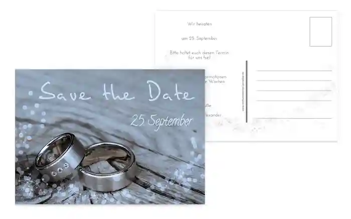 Save the Date Karte Hochzeit Eheringe Save the Date Karte Hochzeit Eheringe