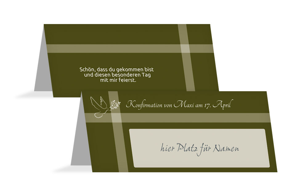 Tischkarte zur Konfirmation Glaubensbote Tischkarte zur Konfirmation Glaubensbote