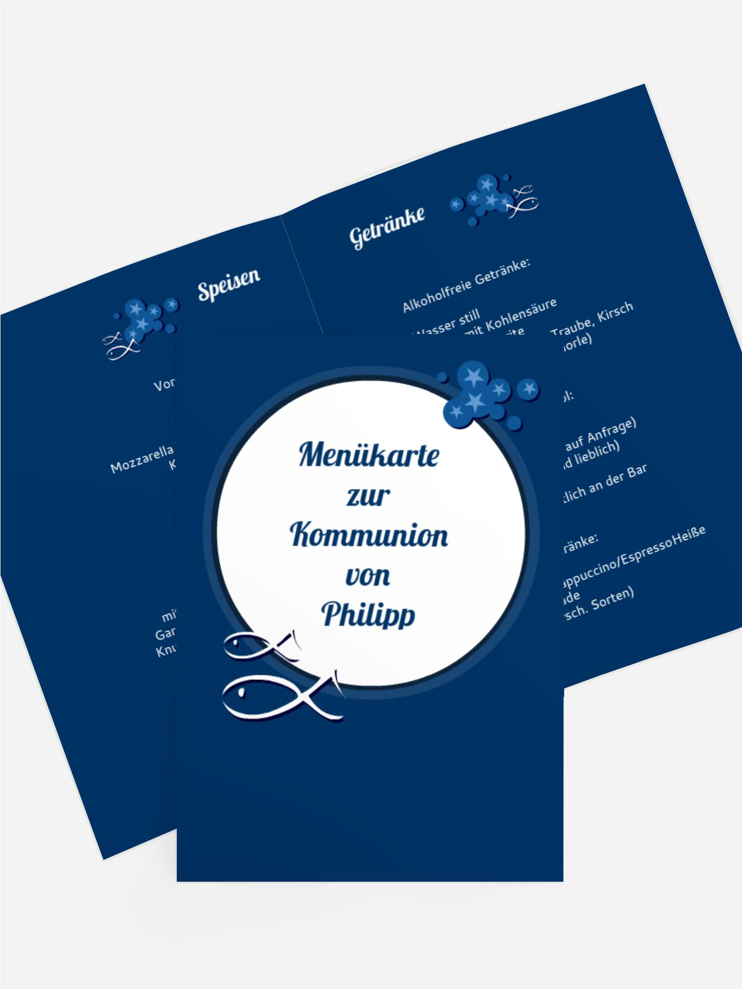 Menükarte Kommunion Star