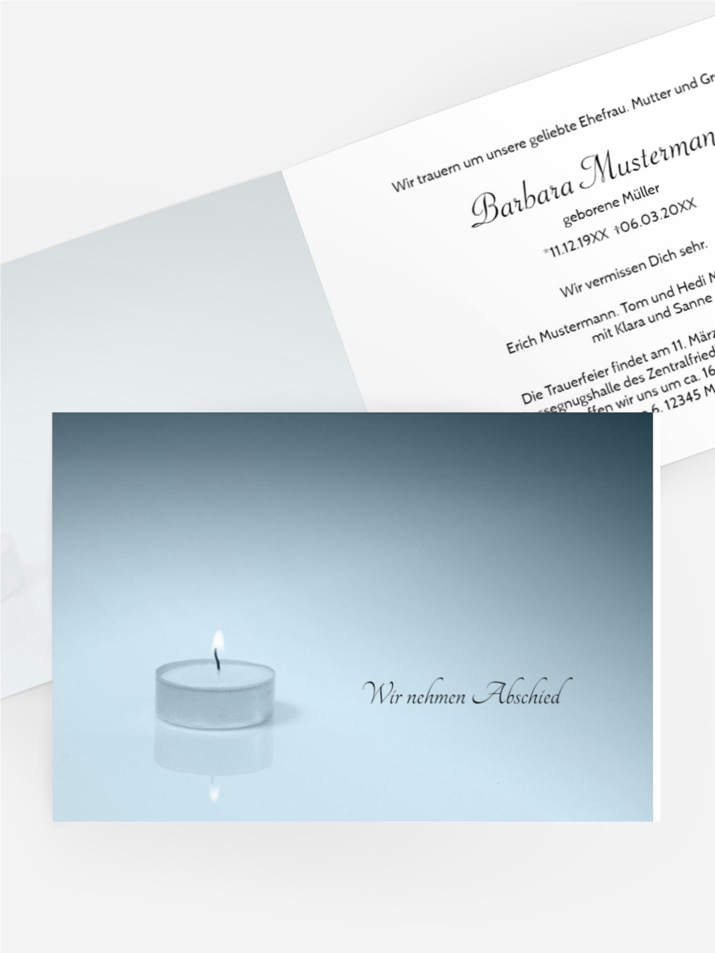 Trauerkarte Teelicht quer