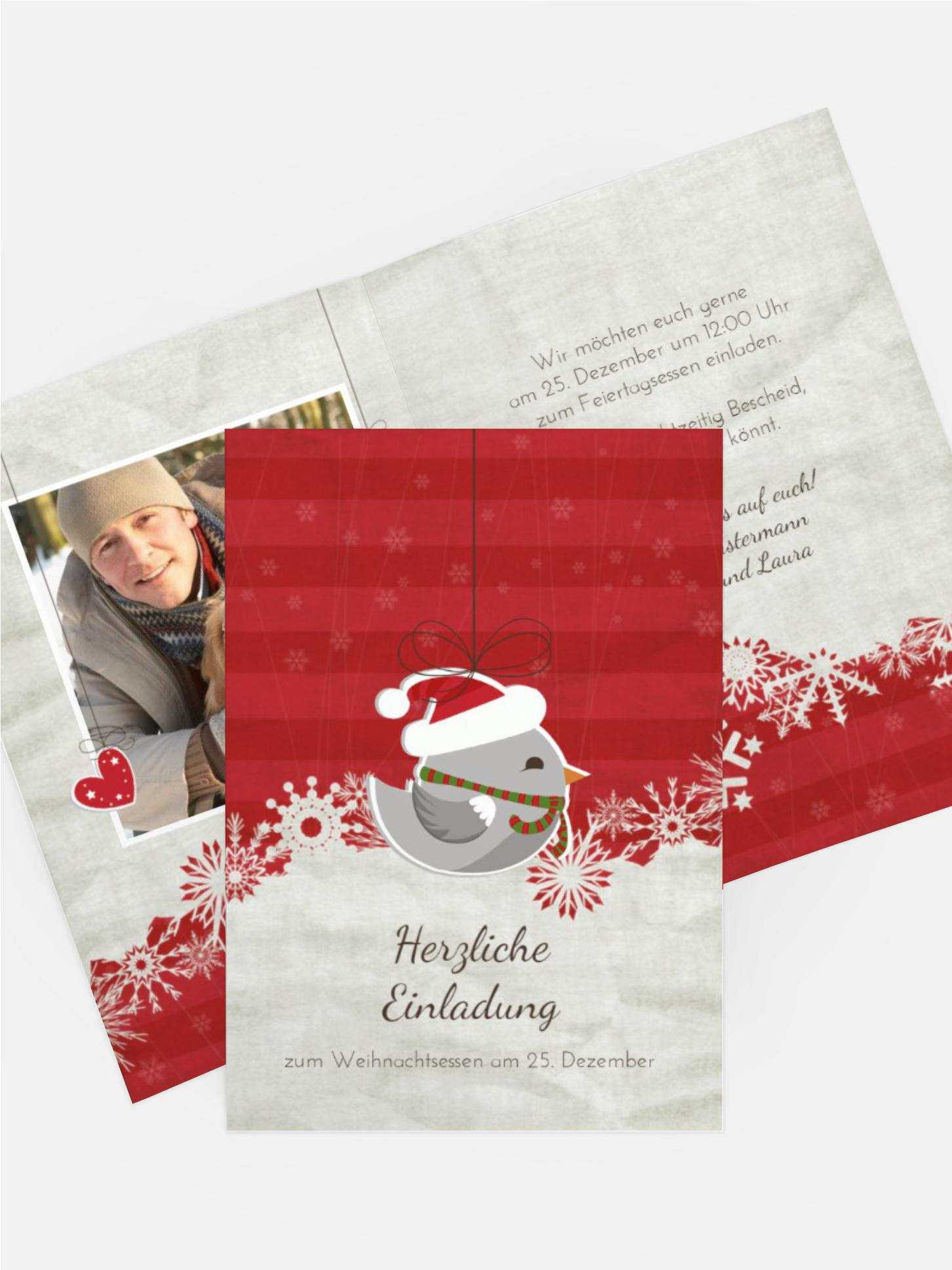 Foto Weihnachtseinladung Vogel