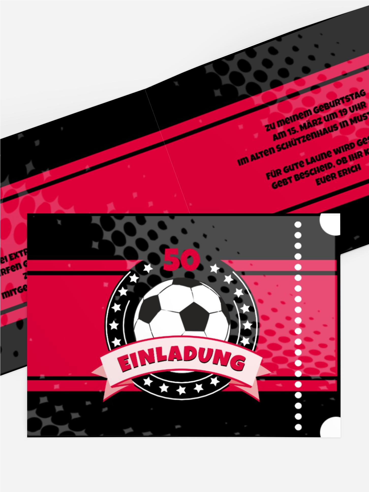 Geburtstag Einladungskarte Fussballstar 50 Geburtstag Einladungskarte Fussballstar 50
