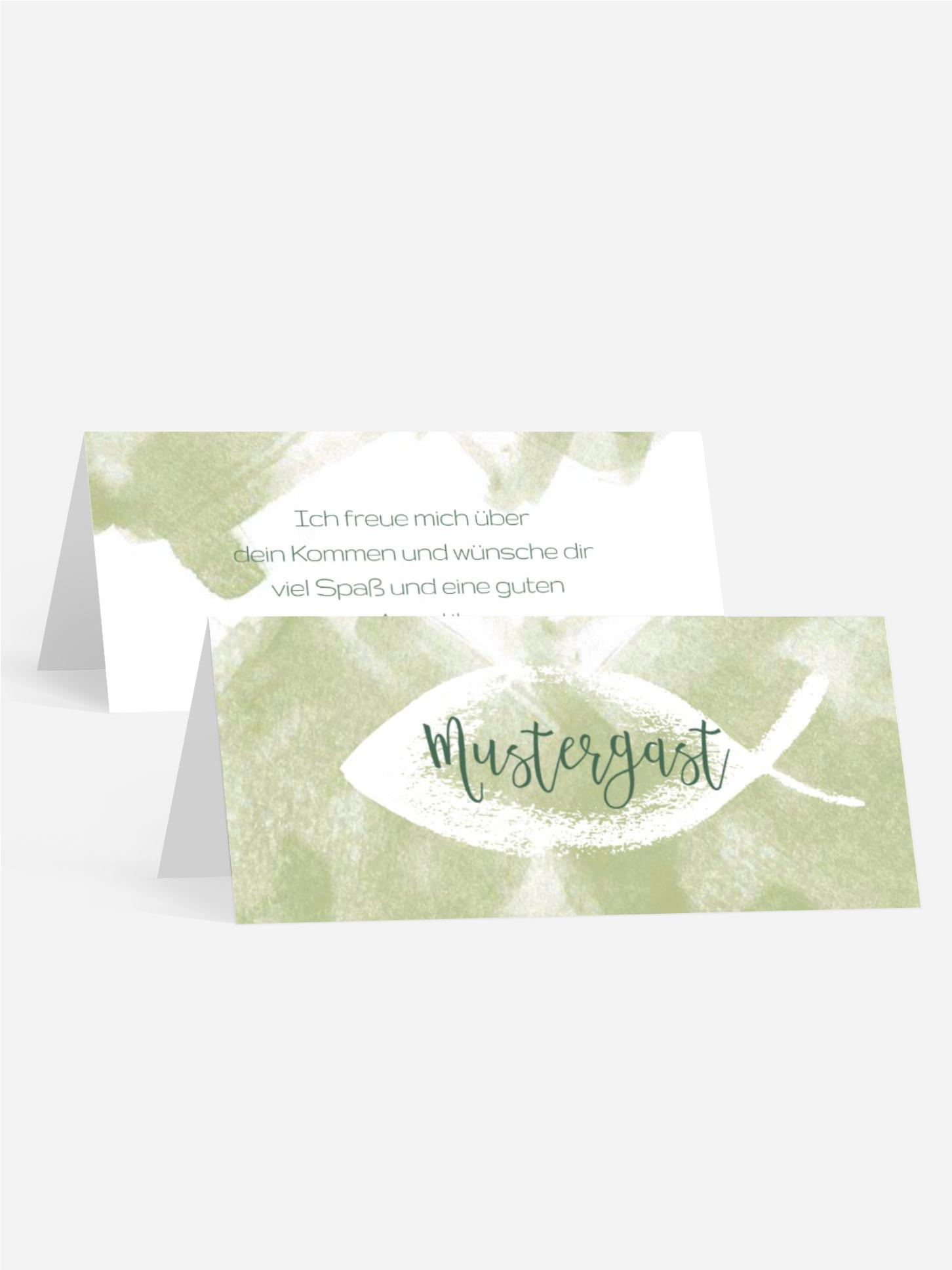 Tischkarte Taufe Aquarelltraum