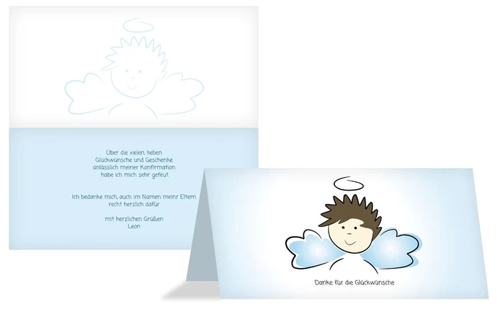 Dankeskarte Konfirmation Engelchen Jungs Dankeskarte Konfirmation Engelchen Jungs