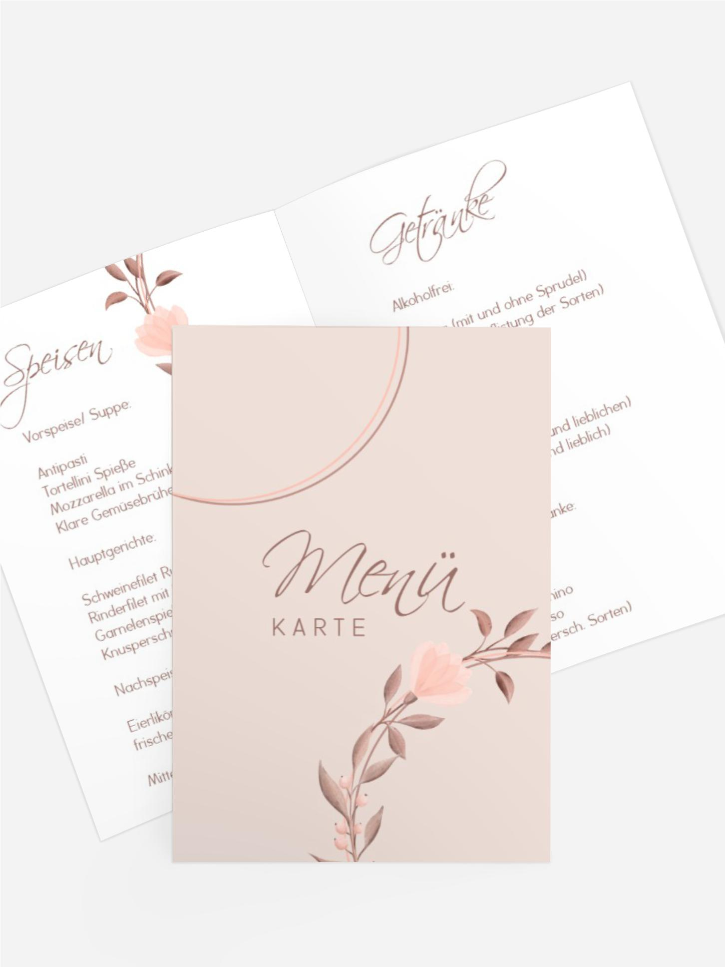 Menükarte Sanfter Blumenkranz