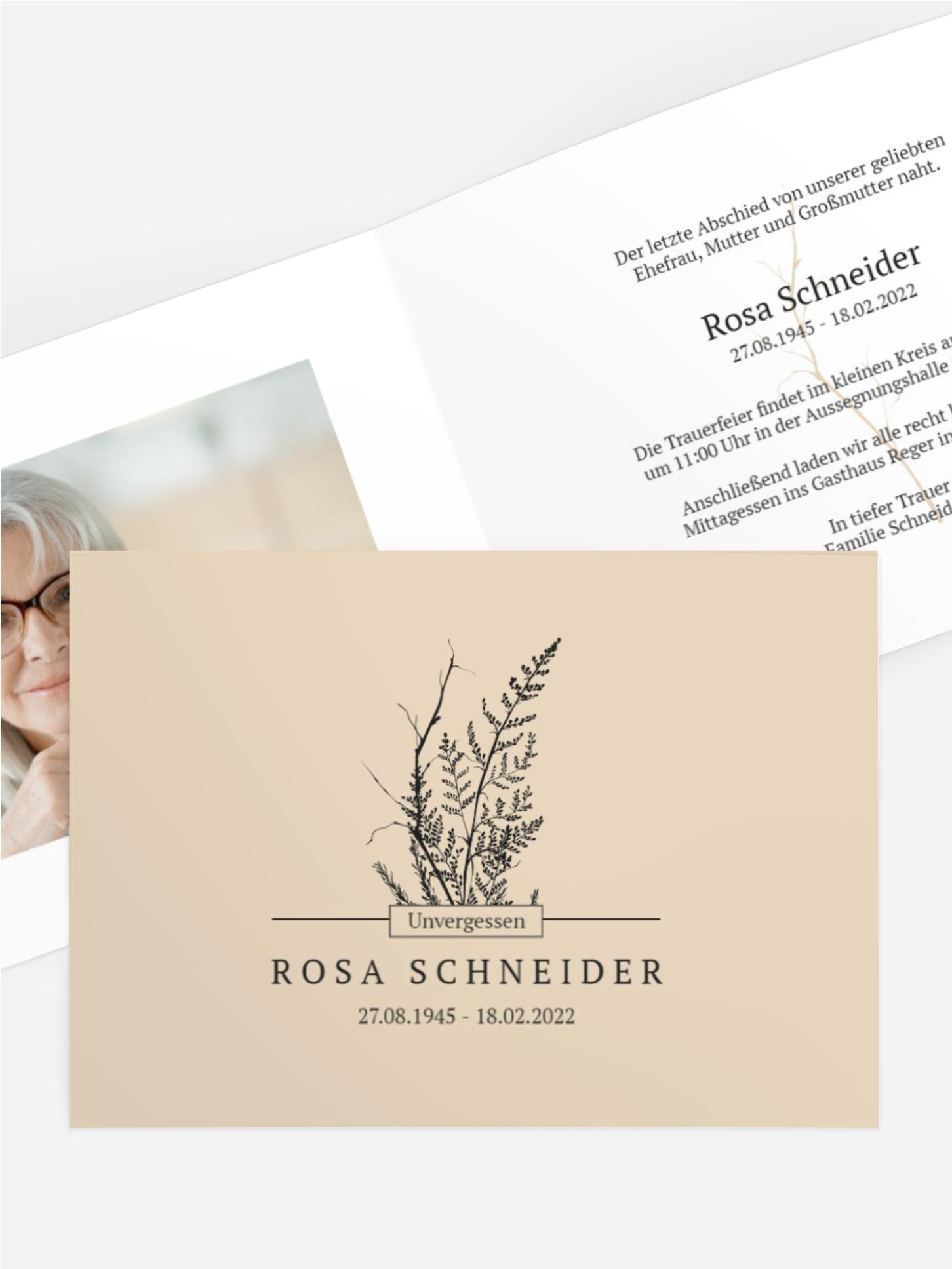 Karte zur Trauer Getrocknete Blume