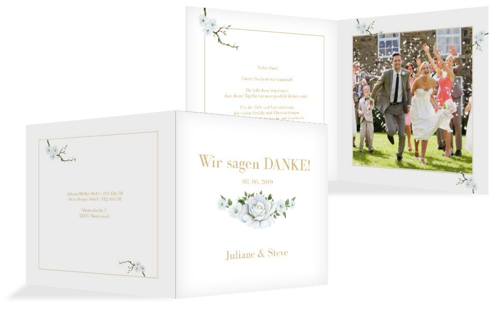 Hochzeit Dankeskarte Weiße Rose