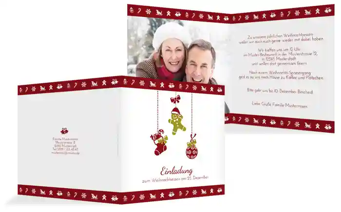 Weichnachtskarte Einladung Privat Borte