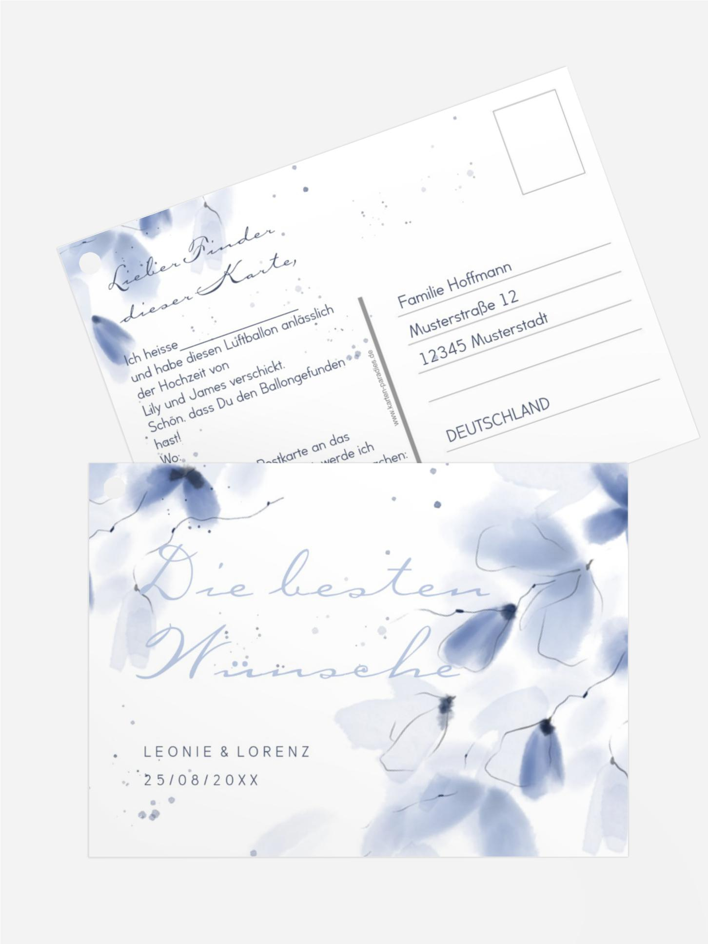 Ballonflugkarte aquarell blätter